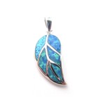 Leaf Pendant with Blue Opal Inlay
